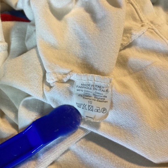 Brandy Melville White Graphic T Shirt Red Blue Stripe Graphic Tee - Picture 5 of 5